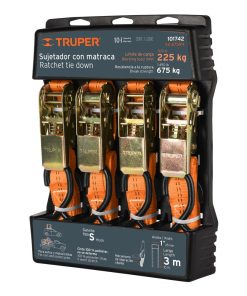 Juego de 4 sujetadores con matraca Truper carga máxima 675 kg Mod. SU-675R4